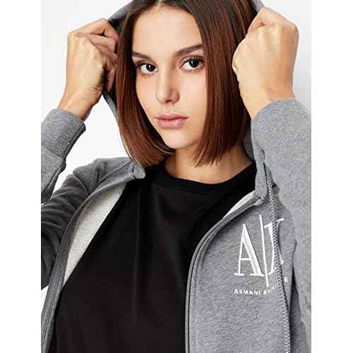 Armani Exchange womens Icon Logo Zip-up Hoodie Sweatshirt