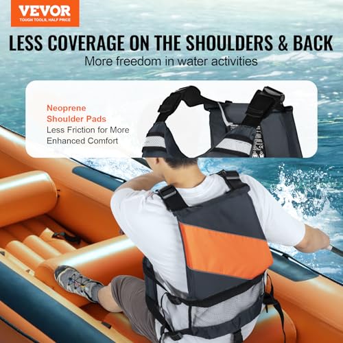 VEVOR Life Vest for Watersports (PFD), Life Jacket with Waterproof Nylon & 80N Buoyancy, Life Vest/Jacket for Any Water Ac...
