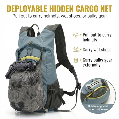 Latlonix DIY Friendly Backpack with Blank Front for Embroidery, 20L Hydration Ready Pack with Deployable Net, Custom Gear ...