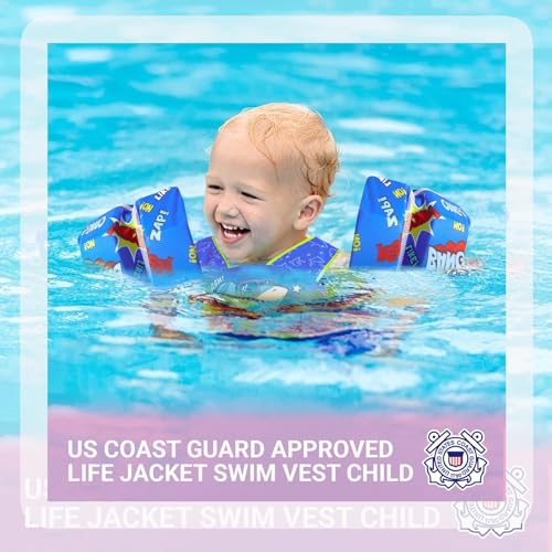 Toddler Swim Vest Swim Jacket Toddler Life Jacket 30-50 Lbs, US Coast Guard Approved Life Vest Kids Arm Floaties for Toddl...