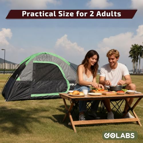 Golabs CT1 2 Person Camping Tent, Easy Set Up in 3 Mins, PU1500mm Waterproof w/Mesh Top & Door with Ventilation, Lightweig...