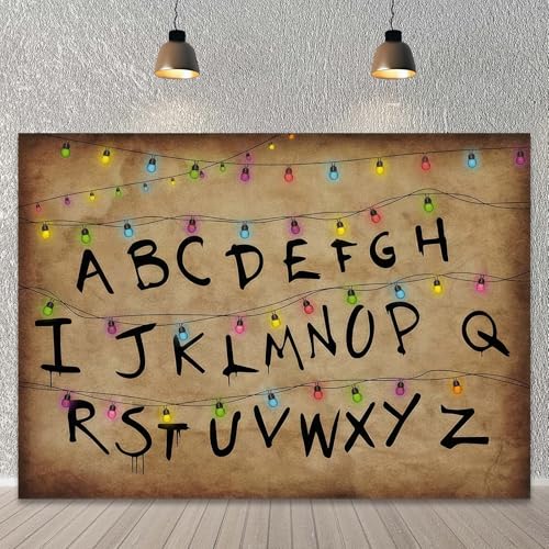 Colourful Light String Rustic Alphabet Backdrop for Halloween Birthday Party Decor Cake Table Banner Photo Booth Props Sup...