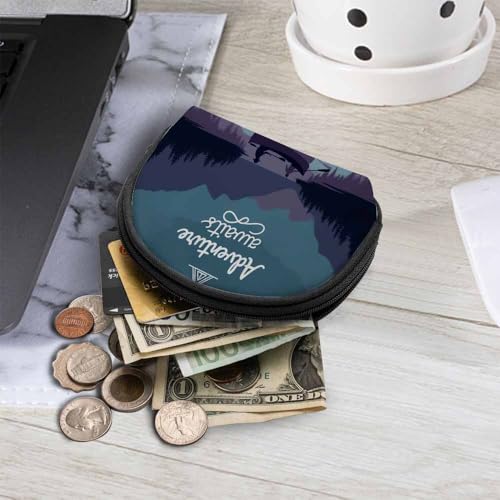IBILIU Small Coin Purse Kayak In A Mountain Lake At Night Camping Activity Lifestyle Words Mini Wallet Coin Pouch Change P...