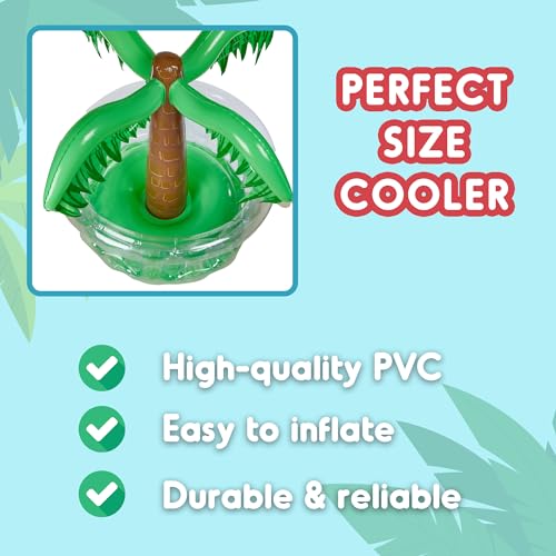 Playbees Inflatable Palm Tree Cooler 28" - Blow Up Palm Tree Party Cooler, Luau Hawaiian Tropical Beach Theme, Summer Swim...