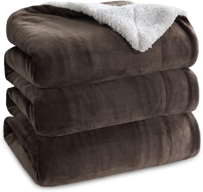 Bedsure GentleSoft Sherpa Fleece Throw Blanket for Couch - Thick and Warm Throw for Women and Men, Soft Fuzzy Plush Blanket for Winter, Non-Heated, Brown, 50x60 Inches