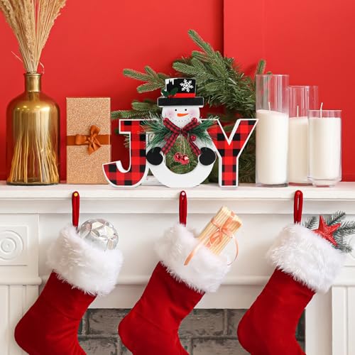 Christmas Table Decorations Wooden Joy Table Centerpieces Snowman Table Sign Standing Tabletop Merry Christmas Decoration ...