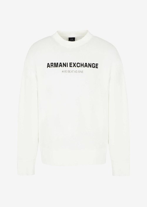 Armani Exchange Men's Limited Edition We Beat As One Capsule French Terry Pullover Sweatshirt, Off White, M