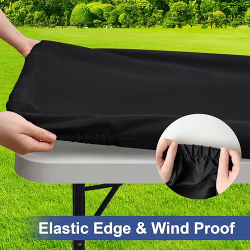 homing Rectangle Table Cloth Cover, Waterproof Polyester Elastic Fitted Tablecloth, Fits for 6 Foot Folding Tables, Washab...