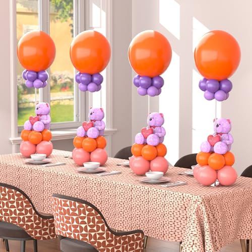 Toosci 10 Pack Balloons Stands for Tables, 23.6 Inch Acrylic Balloon Centerpiece Stands with Clear Base, Balloon Stick Hol...