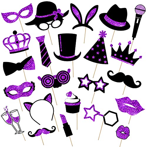 Zonon 24 Pcs Funny Photo Booth Props:Valentine's Day, Mardi Gras, Easter, Family Reunion, Class Reunion, Birthday, Wedding...