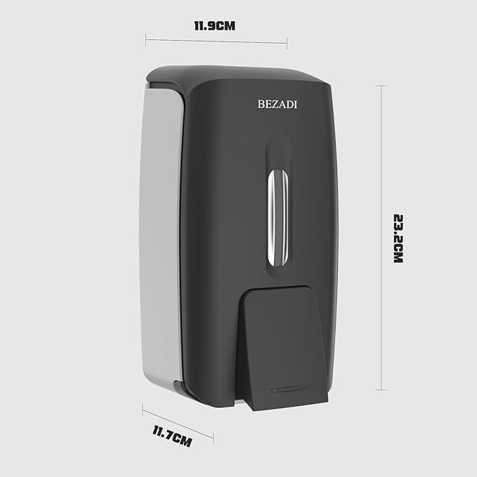 800ml Manual Soap Dispenser Wall Mount with Lock for Bathroom Kitchen Liquid Sanitizer ABS Balck 9088
