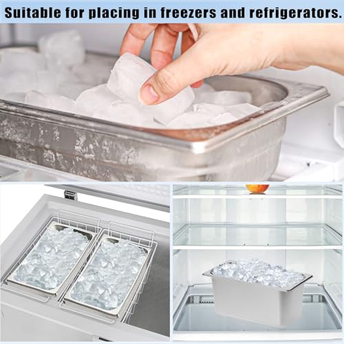 OwnMy 2PCS Ice Buckets for Parties, Stainless Steel Ice Bucket for Freezer, Metal Ice Cubes Bins Storage Container for Fre...