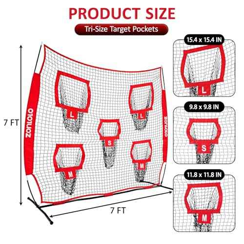 ZELUS Football Throwing Net, Quarterback Training Equipment with 5 Target Pockets, Football Practice Throwing Passing Accuracy Trainer with Carry Bag Ground Stakes for Kids Adults