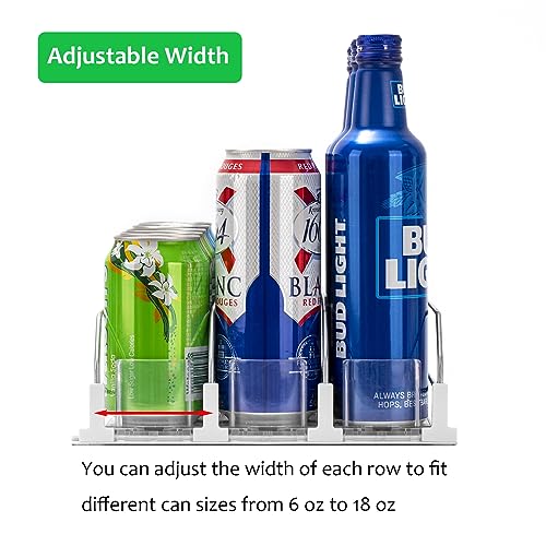Rula Drink Organizer for Fridge, Width Adjustable Water Bottle Pusher Glide, Self-Pushing Soda Can Dispenser for Refrigera...