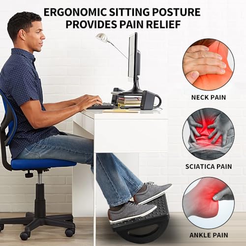 CasaZenith Foot Rest for Under Desk at Work - Ergonomic Foot Stools for Under Office Desk - Rocking Footrest with Roller M...