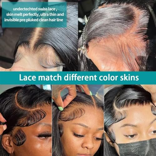 Lemoda Outlet Deals 13x4 Straight Lace Front Wigs Human Hair 180% Density 13x4 HD Transparent Lace Frontal Wig Pre Plucked 14A Brazilian Virgin Human Hair Wigs for Women 22 Inch