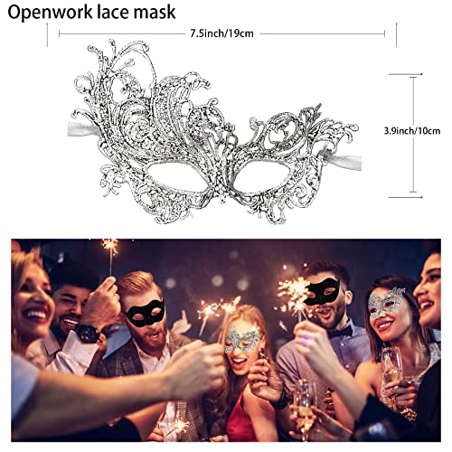 IncreDecor Couple Masquerade Lace Mask Set, Fit for Women and Men Venetian Halloween Masks, Specially for Costume, Mardi Gras