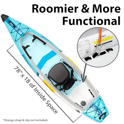 Sea Eagle EZLITE 10 Ultralight, All Woven, Drop Stitch, Rigid, High Performance, Easy Setup, 10' Solo Inflatable Kayak w/B...