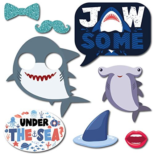 Under The Sea Photo Booth Props - 41-pc Photobooth Kit with 8 x 10-Inch Sign, 60 Adhesive Pads, 45 Sticks - Under The Sea ...