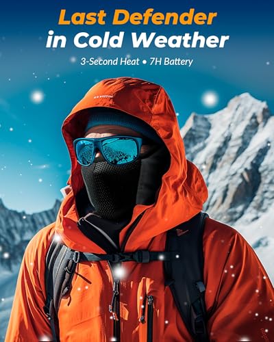 PEONYRISE Graphene Heated Balaclava Neck Gaiter Gifts for Men Women Warm Cold Winter Gift for Ski Snowboard Motorcycle