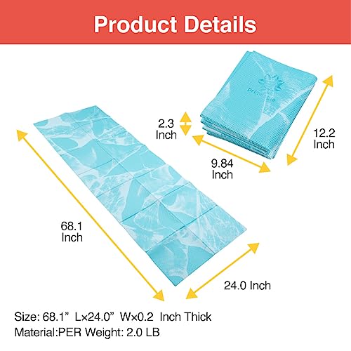Primasole Folding Yoga Travel Pilates Mat Foldable Easy to Carry to Class Beach Park Tear resistant Travel Picnics 4mm Thi...