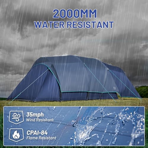 Timber Ridge 8 Person Camping Tent with Large Porch, Portable Waterproof Windproof Family Tent with Rainfly Carry Bag Room...