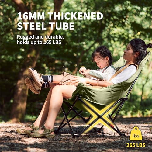Naturehike Seastar Padded Camping Chair, Oversized 2-Position Adjustable Folding Chair, Portable Camp Chair with Side Pock...