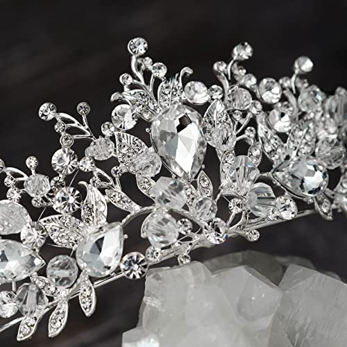 SWEETV Jeweled Wedding Tiaras and Crowns for Women, Metal Princess Tiara Queen Crown for Bride, Bridal Headpieces for Birt...