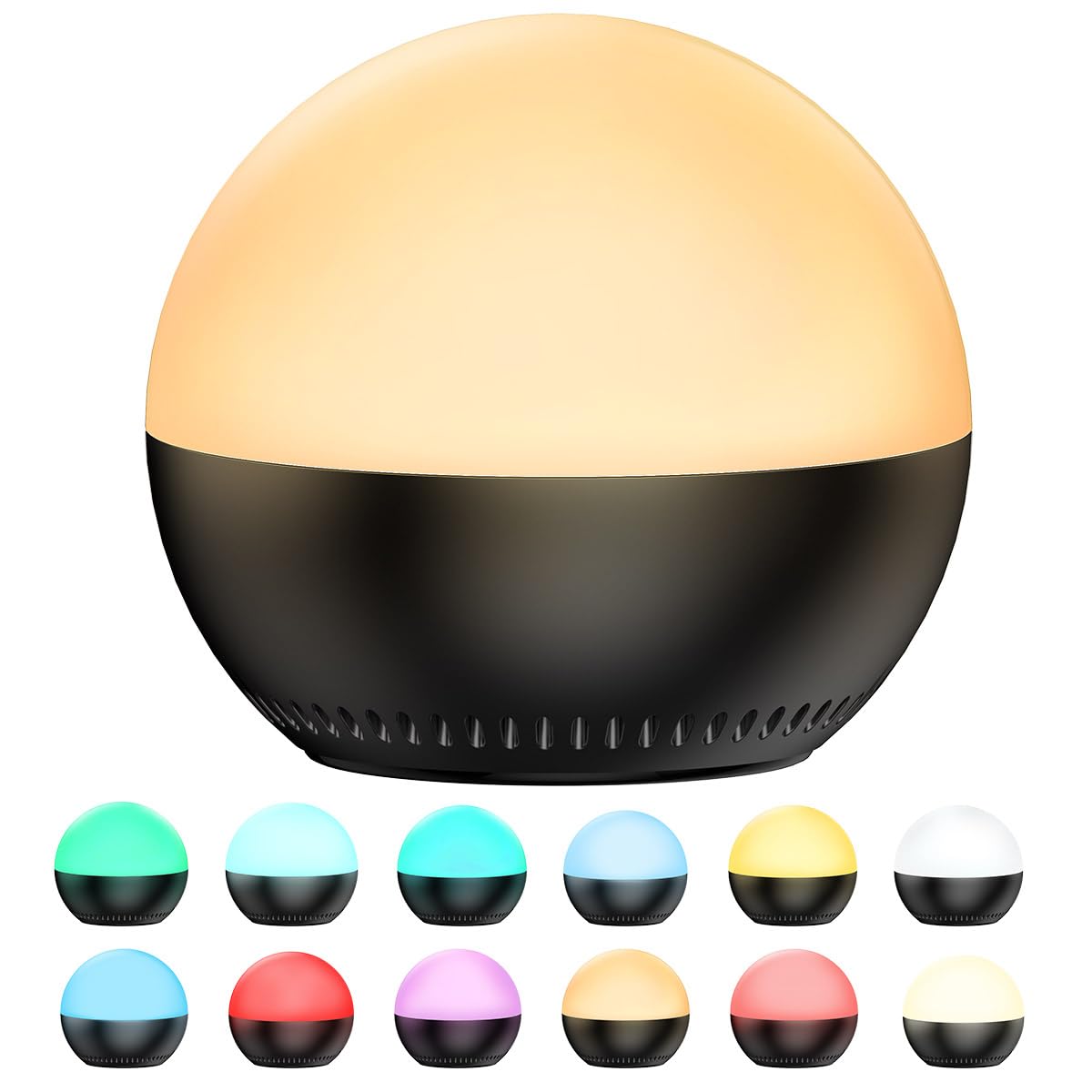 Portable Small Sound Machine Baby Night Light White Noise Machine with 12 Color Night Lights 30 Soothing Sounds Auto-Off Timer Adjustable Brightness for Baby Kids Adult & Home Office and Travel