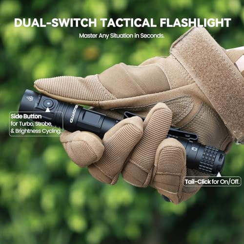Guardtier ML70 1500 Lumen EDC Flashlight Rechargeable, Pen Style Self Defense Compact Tactical Flashlight with 2AA Dual Po...