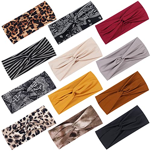 Tyfthui 12 Pack Headbands for Women, Fashionable Sports Hairbands, Elastic Wide Headbands Non Slip Workout Yoga Sport Head...