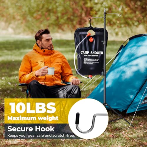 NexTerk 2 Pack Titanium Lantern Hooks, Stainless Steel Non-Slip Tent Light Pole Hook with Carbon Steels Tent Lantern Tripo...