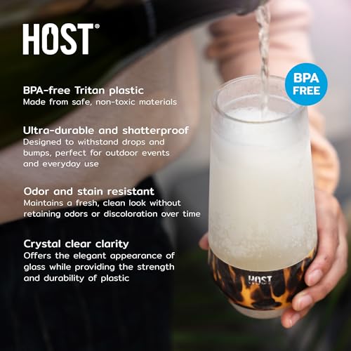 HOST Champagne Freeze Double-Walled Stemless Wine Glasses Freezer Cooling Cups with Active Cooling Gel and Insulated Silic...