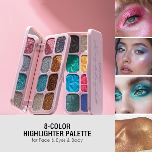 BAISEN DIARY 8-Color Glitter Eyeshadow Palette, Star Diamond Glitz, High Shine Metallic & Sparkle Shades, Long-Lasting Wat...
