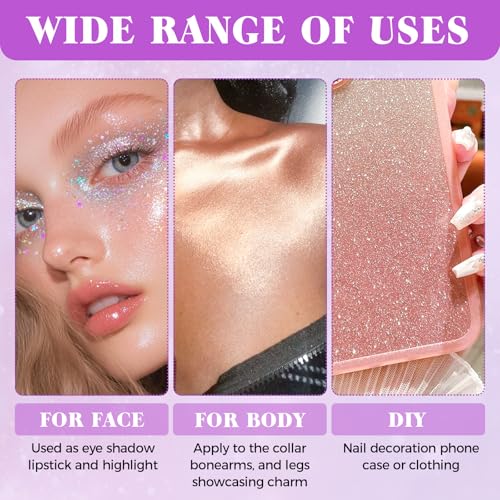 Body Glitter Gel, Sequins Shimmer Liquid Eyeshadow, Mermaid Sequins Liquid Holographic Glitter, Roll-on Holographic Body G...