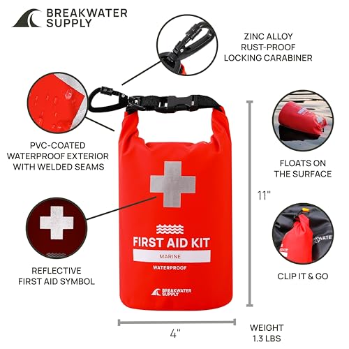 Breakwater Supply™ Waterproof First Aid Kit Dry Bag Bug Out Bag Preloaded with Emergency Survival Prepper Supplies for Boa...