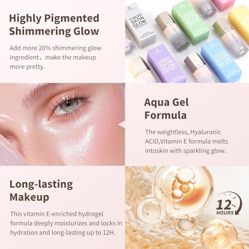 Color Nymph Glitter Liquid Highlighter Stick, Gel Cream Highlighter For Face Eye Body Chameleon Shimmer Glow Makeup Highli...
