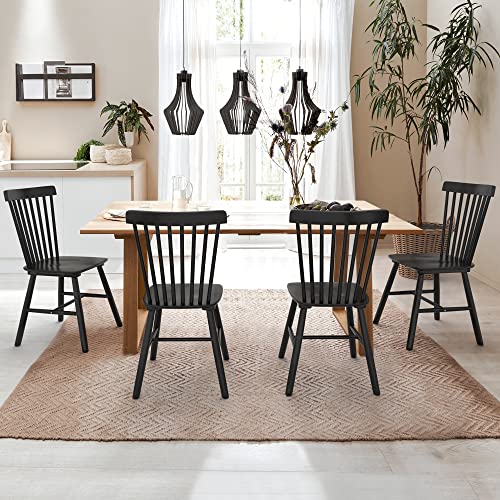 LUE BONA Windsor Dining Chair Set of 4, Spindle Back Wooden Chairs for Kitchen and Dining Room, Restaurant, Cafe, Hotel, B...