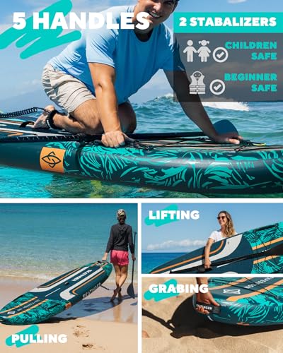 Skatinger Leafy Green & Purple Bundle｜11'6"x35" Super Wide Inflatable Stand Up Paddle Boards, All Accessories2, 100L Backp...