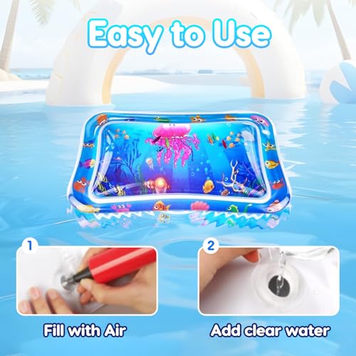 kowgical Cat Water Mat, Interactive Toys 25x17 inch Multi-Color Lighted Cat Dog Water Sensor Playmat with Fish, Pet Mat Fl...
