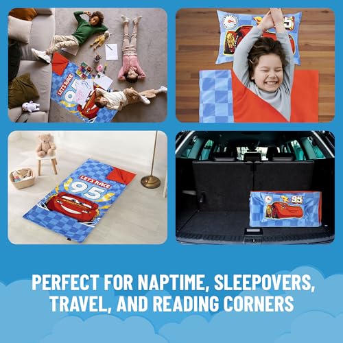 Jay Franco Kids Slumber Bag and Pillow - 54 x 27 Inch Comfy Indoor Sleeping Bag for School and Sleepovers, 2 Piece Set, Bl...
