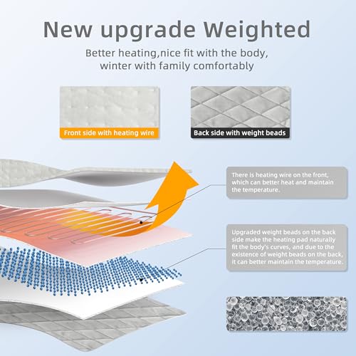 Deepsoon Heating Pad,Electric Heating Pads for Back,Neck,Abdomen,Moist Heating Pad for Shoulder,Knee,Arms,Legs,Dry/Moist Heat & Auto Shut Off,Christmas Gifts for Men and Women,Weighted Gray,24x12 Inch