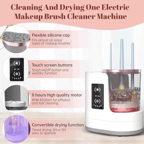 3 IN 1 Electric Makeup Brush Cleaner Machine With Makeup Brush Dryer-Holder-Portable Automatic USB Cosmetic Brushes Cleaner Tool for All Size Beauty Makeup Brush Set,Contour, Eyeshadow, Blush Brush
