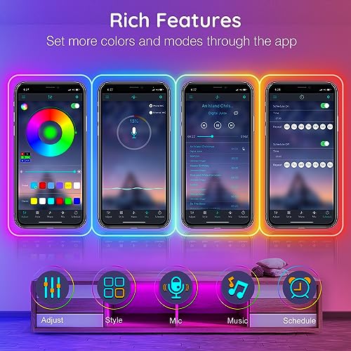 AILBTON 50FT Led Neon Rope Lights Control with App/Remote,Flexible Led Rope Light,Multiple Modes,IP65 Outdoor RGB Lights W...