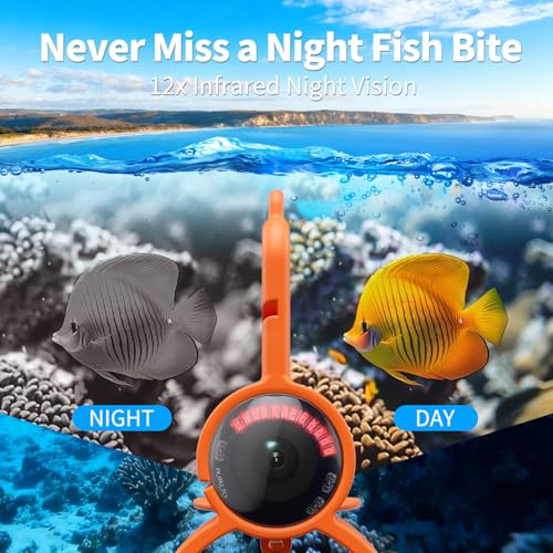 Underwater Fishing Camera,4.3 Inch HD Fishing Camera with 12 Infrared Night Vision Lights, Portable Fish Finder with 50ft ...