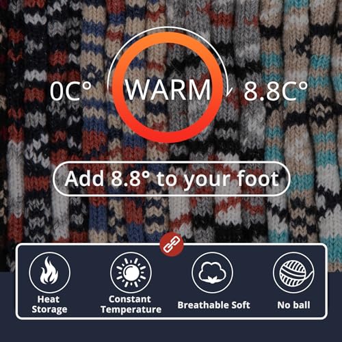 1 Pairs Plush Socks for Men Warm Thick Winter Hiking Cozy Knit Thermal Crew Socks