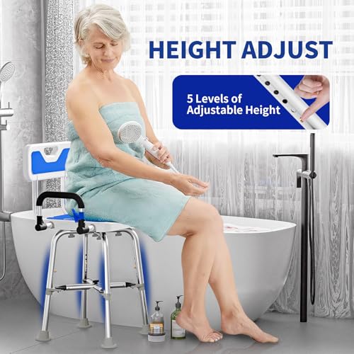 Shower Chair for Seniors Elderly Handicap Disabled Or Bariatric Adults, Heavy Duty 500 Lbs,Bench Seat for Inside Shower St...