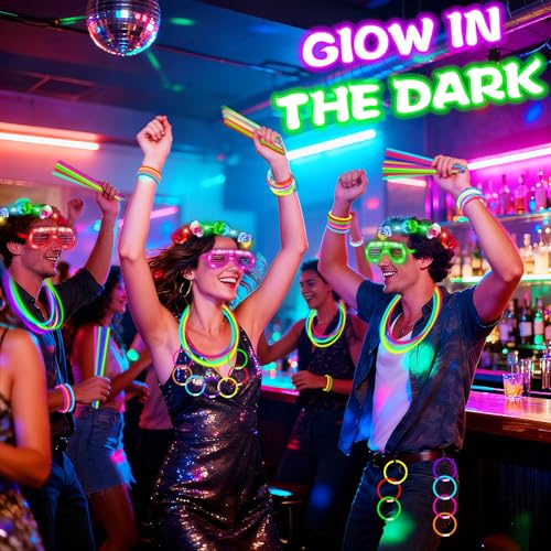 112 Pcs Glow in The Dark Party Supplies Glow Sticks Bulk LED Neon Party Favor Light Up Toys Gifts Kids Adult 100 Glow Stic...