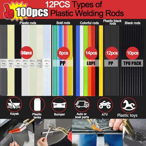 Upgraded 220W Plastic Welder, 2 in 1 Plastic Welding Kit Plastic Repair Welder Kit 1000PCS Hot Stapler Soldering Gun with ...
