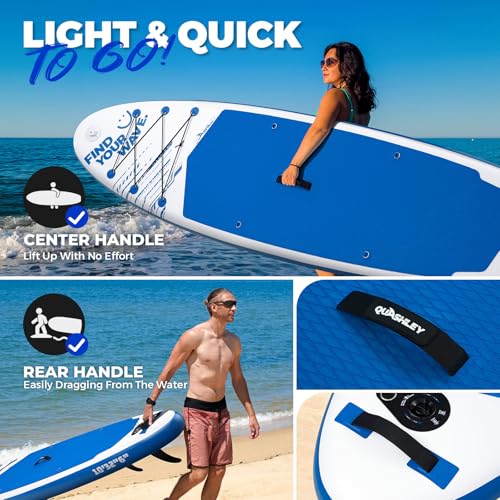 Quashley Inflatable Stand Up Paddle Board,Inflatable Paddleboards 32/34 Inch Wide,All Around SUP for Beginners with Lightw...
